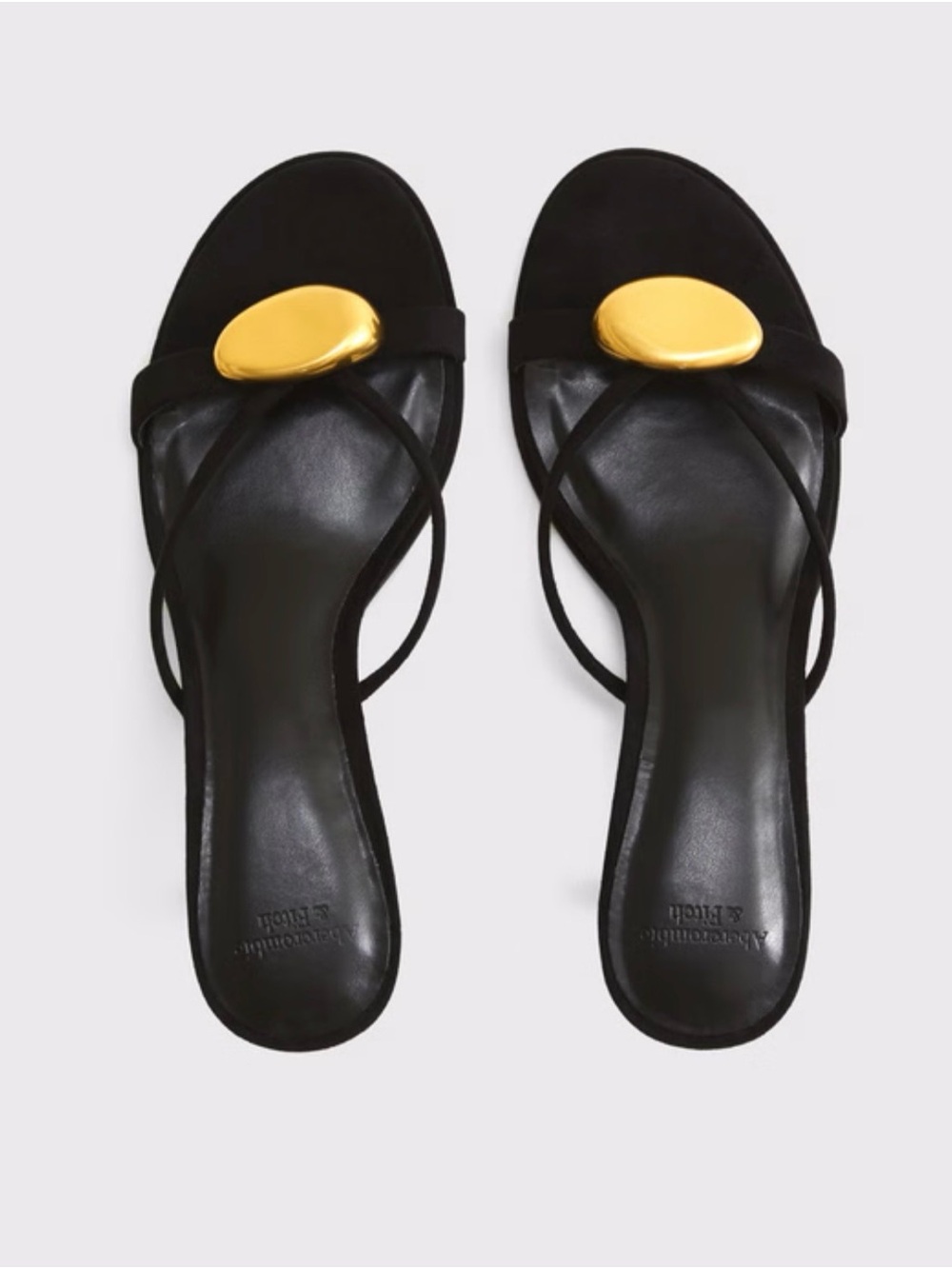Abercrombie & Fitch Black Slide Sandals with Gold Accent